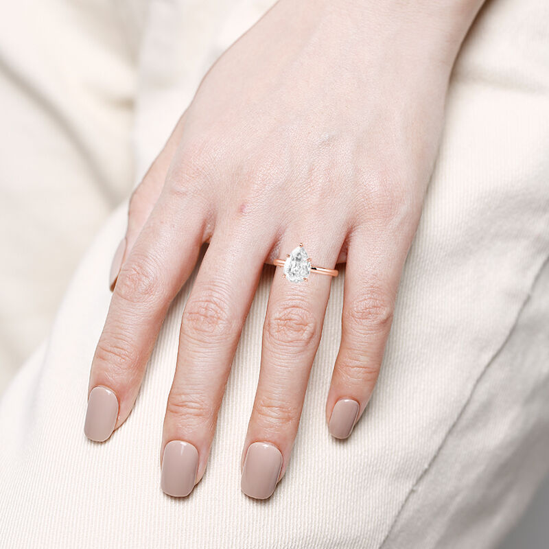 "Promise Me Forever" 4ct Pear Cut Side Stone Engagement Ring