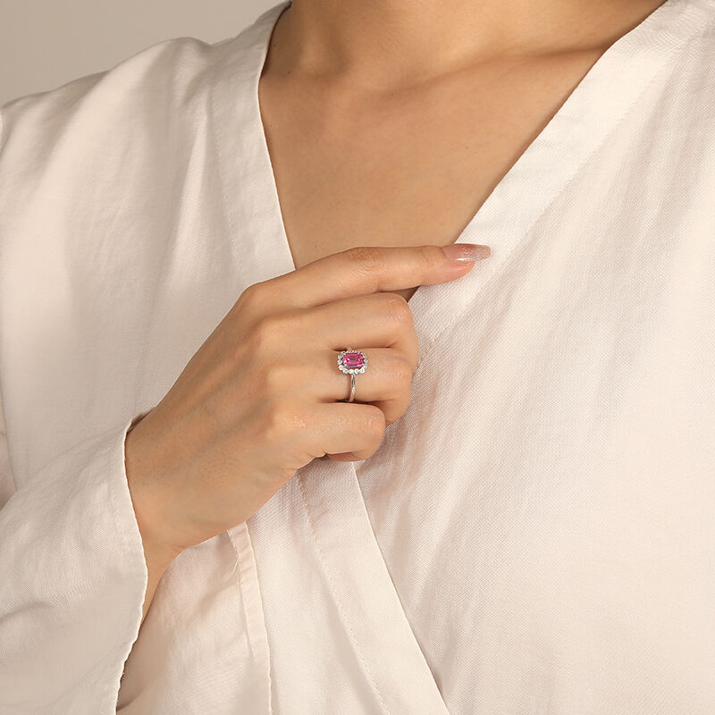 "Tu Me Fais Rêver" Bague de Fiançailles Taille Émeraude à Halo