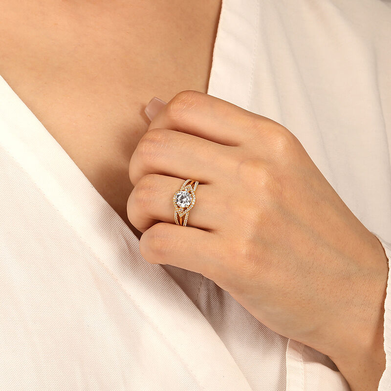 "Je N'ai d'Yeux Que Pour Toi" Bague de Fiançailles Halo Taille Ronde