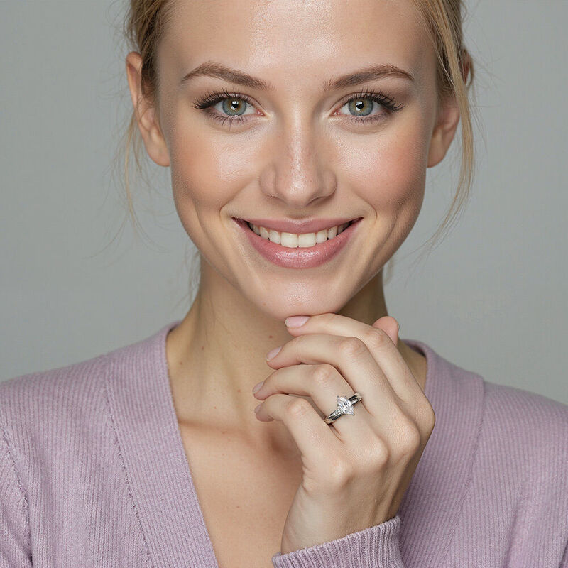 "My Forever Love" Marquise Cut Side Stone Engagement Ring