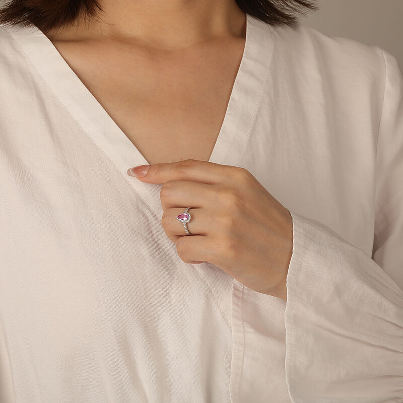 "Cheek To Cheek" 1ct Pear Cut Halo Engagement Ring