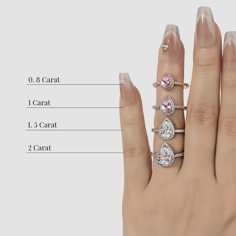 "Cheek To Cheek" 1ct Pear Cut Halo Engagement Ring