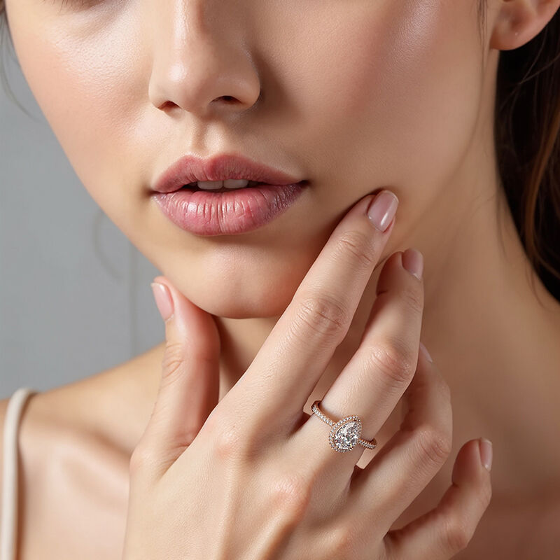 "With You by My Side" 2ct Pear Cut Halo Engagement Ring
