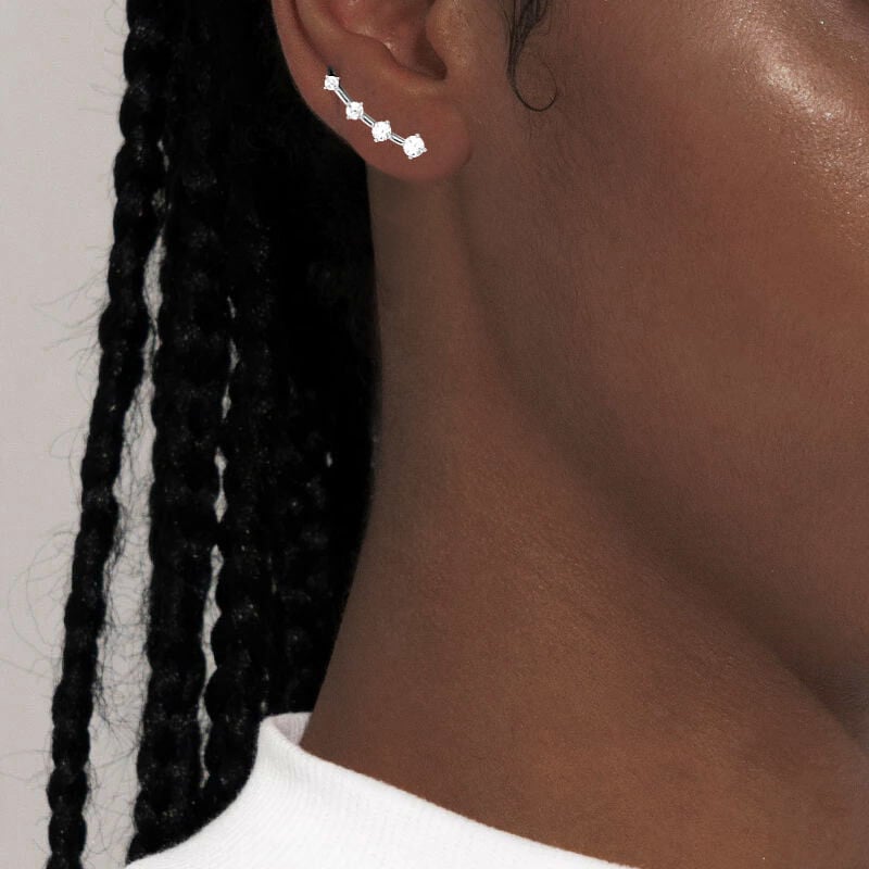 "Always Have" Round Cut Climber Earrings