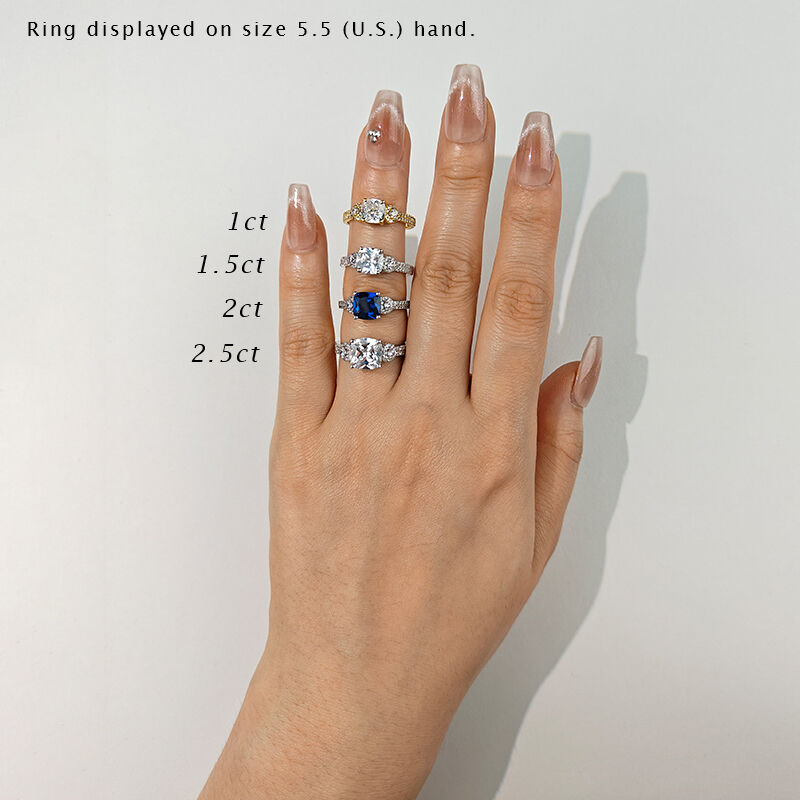 "Grow Old With Me" 2ct Cushion Cut Side Stone Engagement Ring