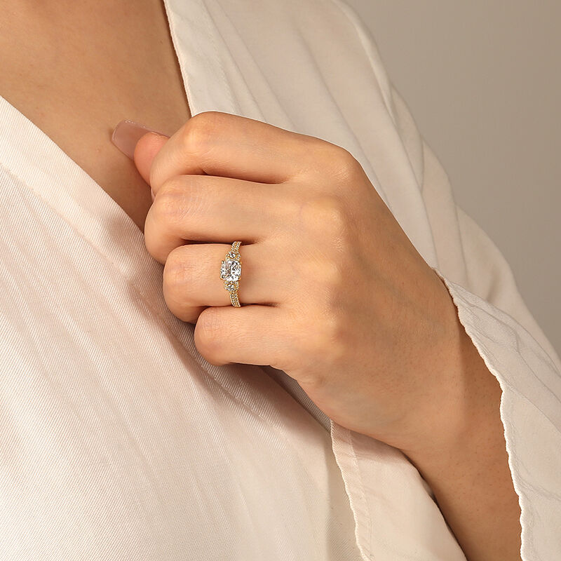 "Grow Old With Me" 1ct Cushion Cut Side Stone Engagement Ring