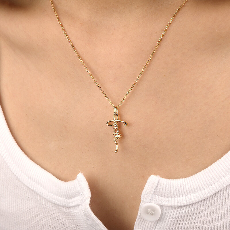 "Faith Of Cross" Round Cut Necklace