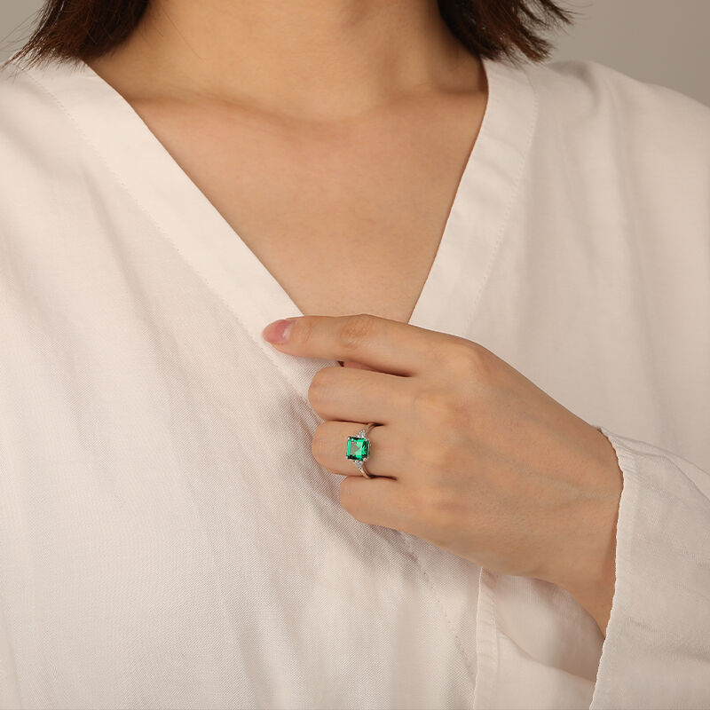 "We Found Love" Asscher Cut Side Stone Engagement Ring