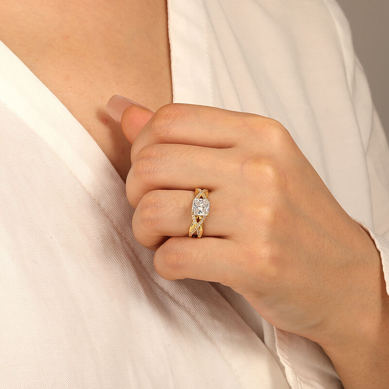 "Destined Duo" Radiant Cut Side Stone Engagement Ring