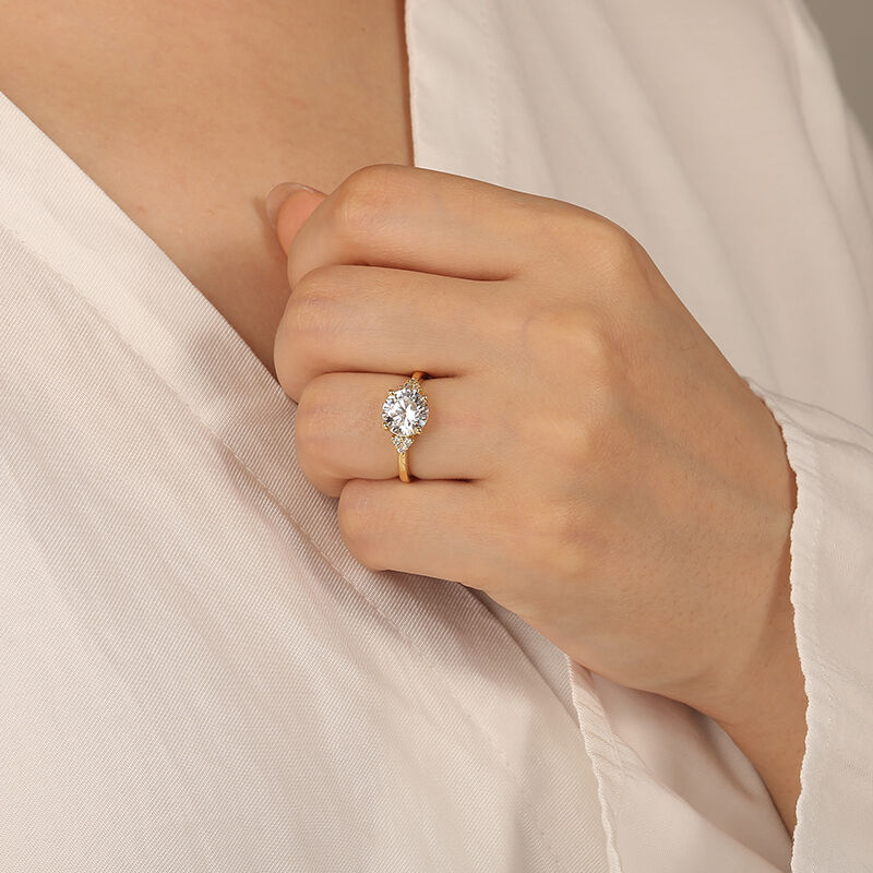 "Seal of Our Union" Round Cut Side Stone Engagement Ring