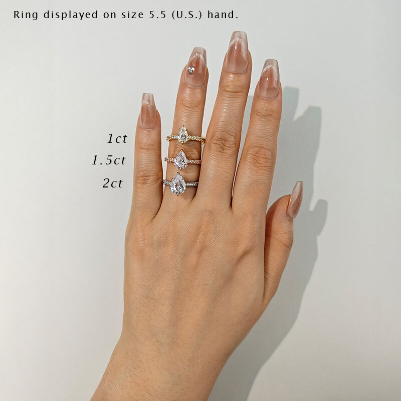 "My Soulmate" 1.5ct Pear Cut Side Stone Engagement Ring