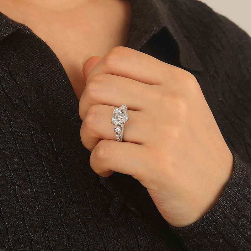 "Captivated Hearts" Heart Cut Three Stone Engagement Ring