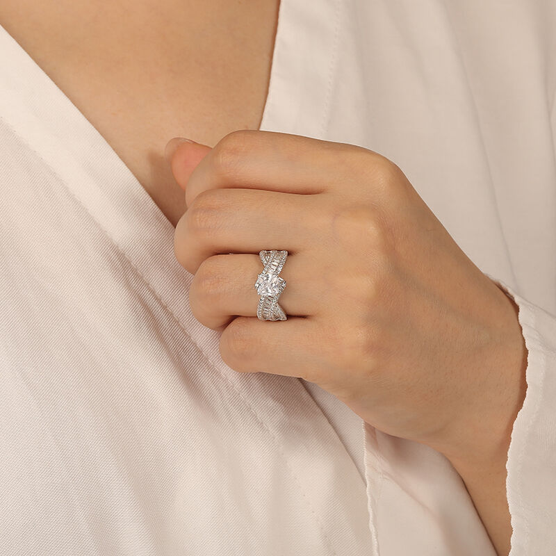 "Promise of Tomorrow" Radiant Cut Side Stone Engagement Ring