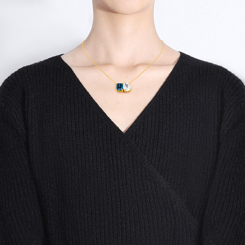 "Pair Poem" Radiant Cut Toi Et Moi Necklace