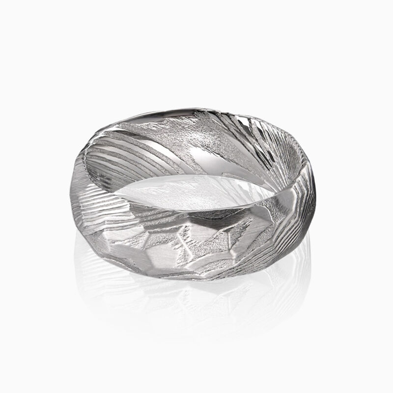 "Éternité gravée" 8mm bague homme en acier damassé