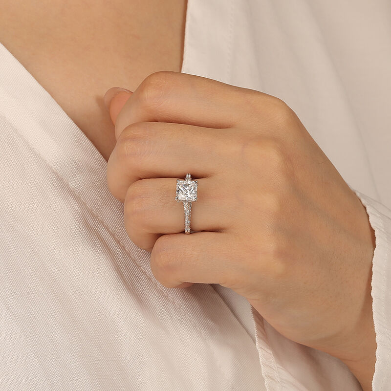 "Lifelong Love" Radiant Cut Side Stone Engagement Ring