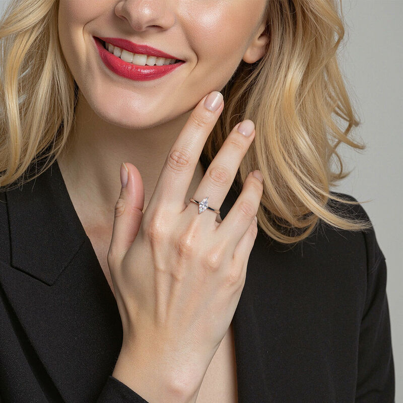 " I Promise To Be With You Forever" 1ct Marquise Cut Solitaire Engagement Ring