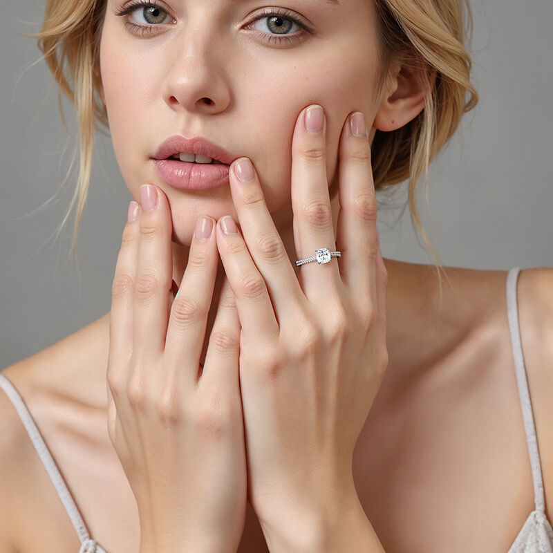 "You Make My Day" 0.8ct Cushion Cut Halo Engagement Ring