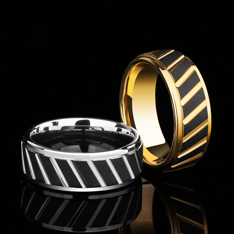 "Du und die Jahre" 8mm Herren-Ehering aus Wolframkarbid