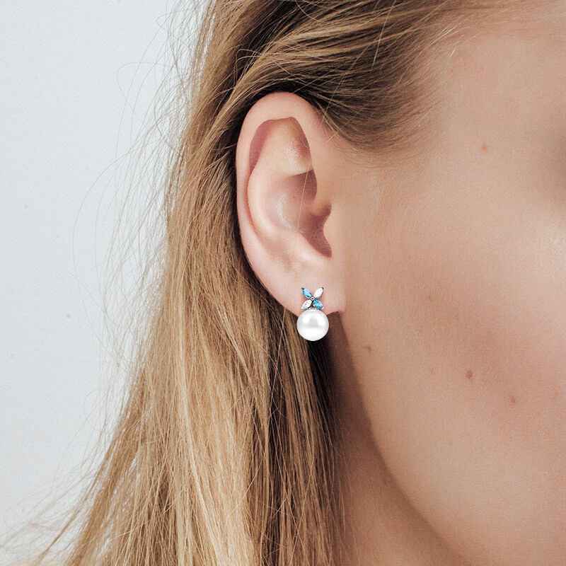 "Love's Bloom" 9.5-10mm Freshwater Pearl Stud Earrings