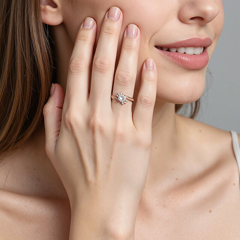 "Ich Liebe Dich So" Verlobungsring 0,8 ct Rund-Schliff mit Seitensteinen