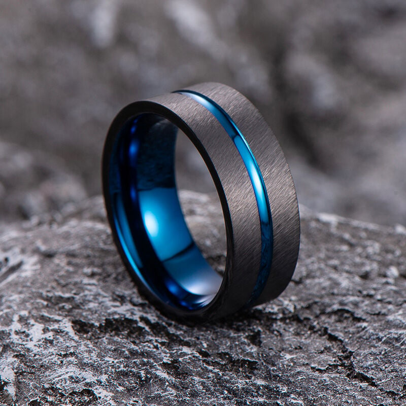 "Destiny's Path" 8mm Channel Tungsten Carbide Men's Wedding Ring