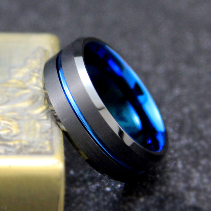 "Azure Horizon" 8mm Tungsten Carbide Men's Wedding Ring