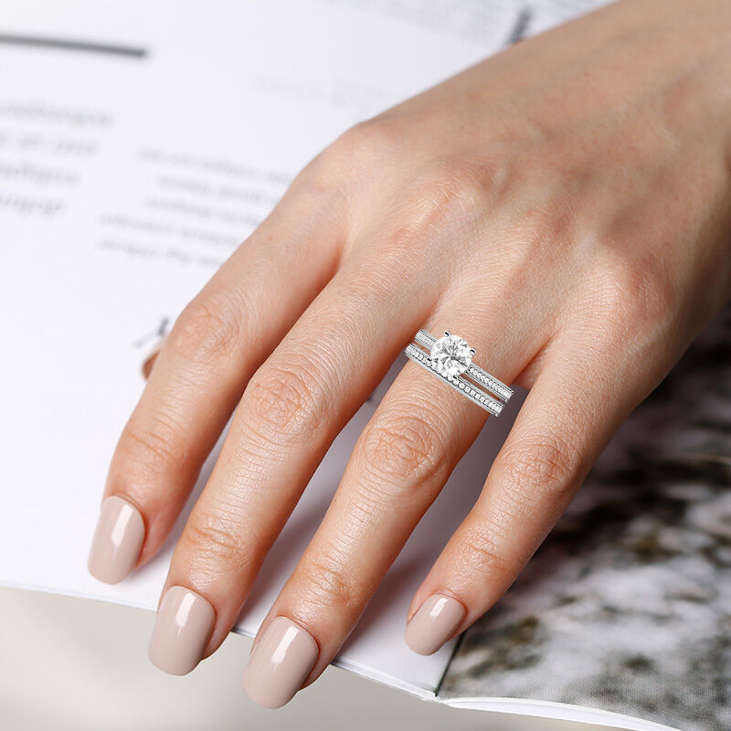 "You're My World" Round Cut 2pcs Bridal Set