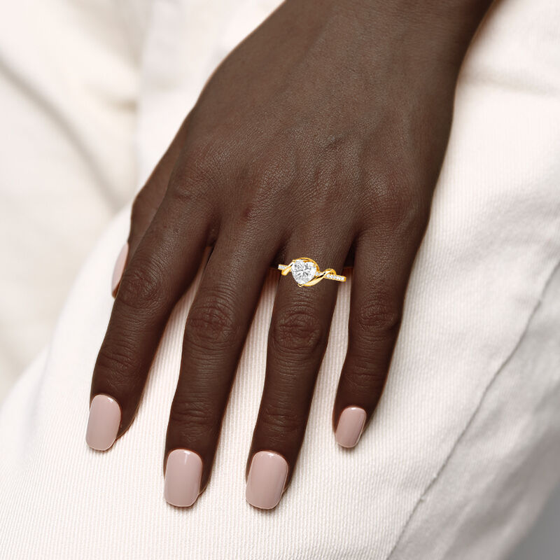 "You Belong with Me" Heart Cut Side Stone Engagement Ring