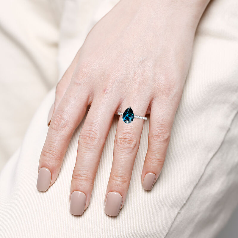 "I Cross My Heart" Pear Cut Side Stone Engagement Ring