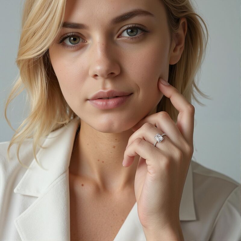 "Vision Of Love" 1ct Radiant Cut Halo Engagement Ring