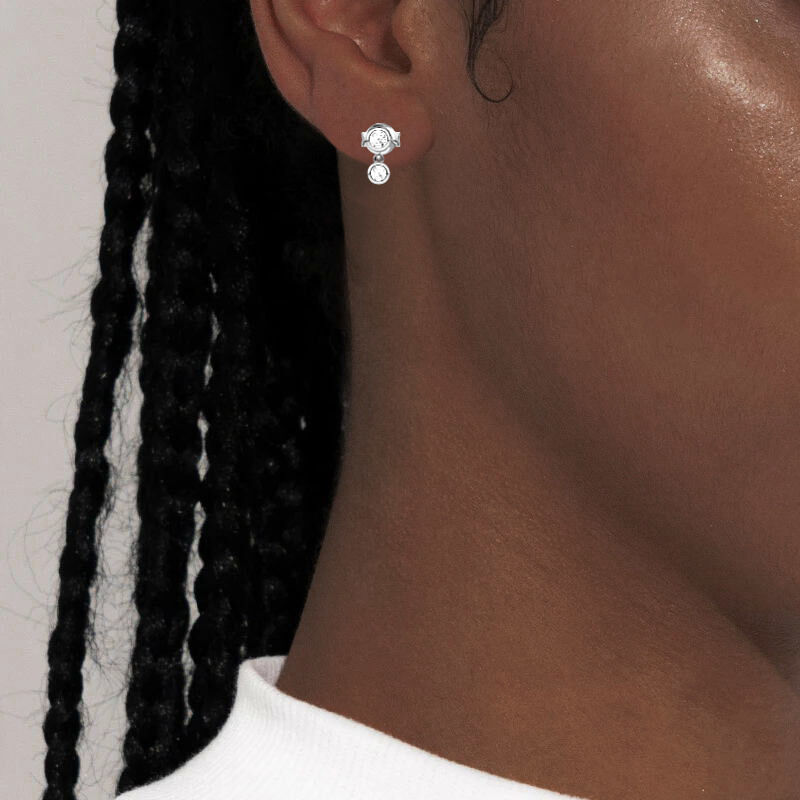 "Promise" Round Cut Station Drop Earrings
