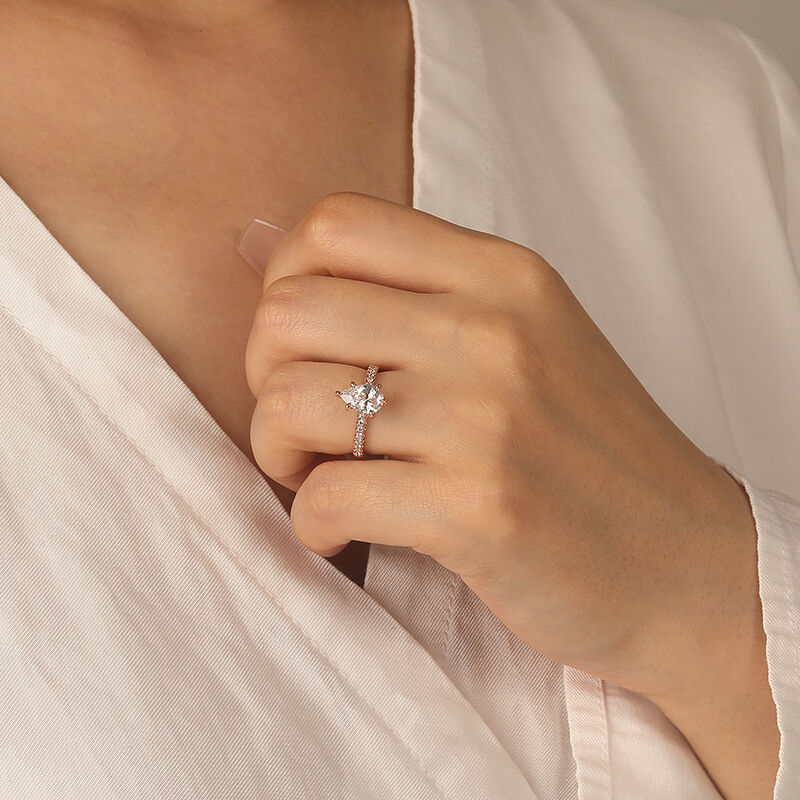 "My Soulmate" 1.5ct Pear Cut Side Stone Engagement Ring