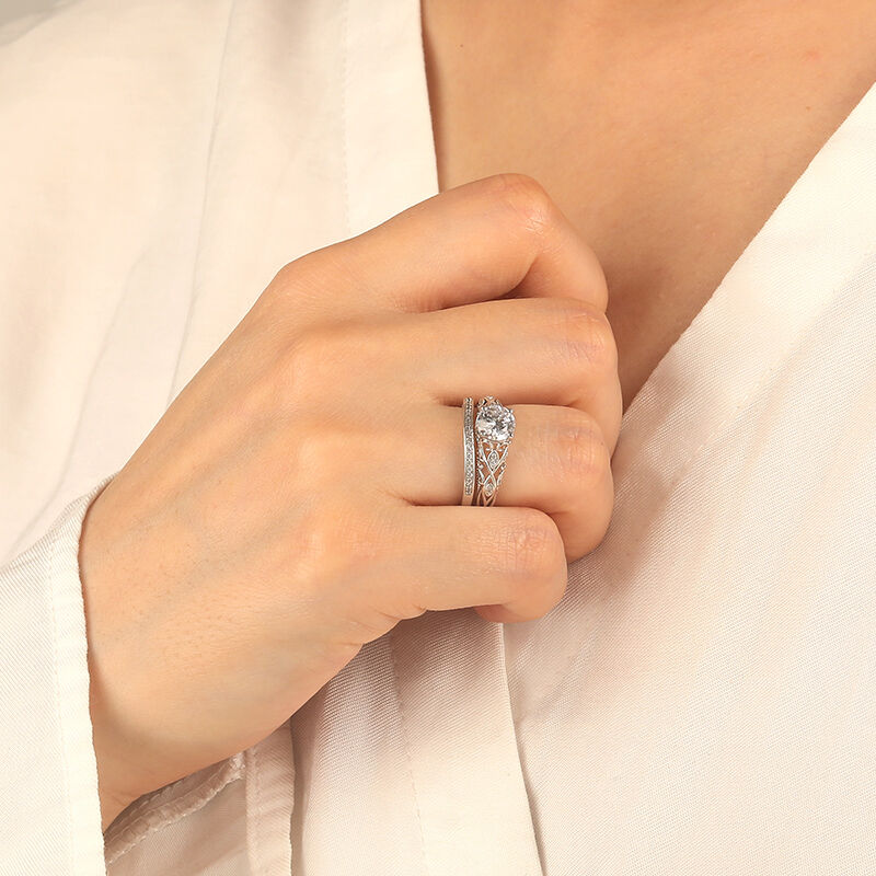 "How Sweet We Are" Round Cut 2pcs Bridal Set