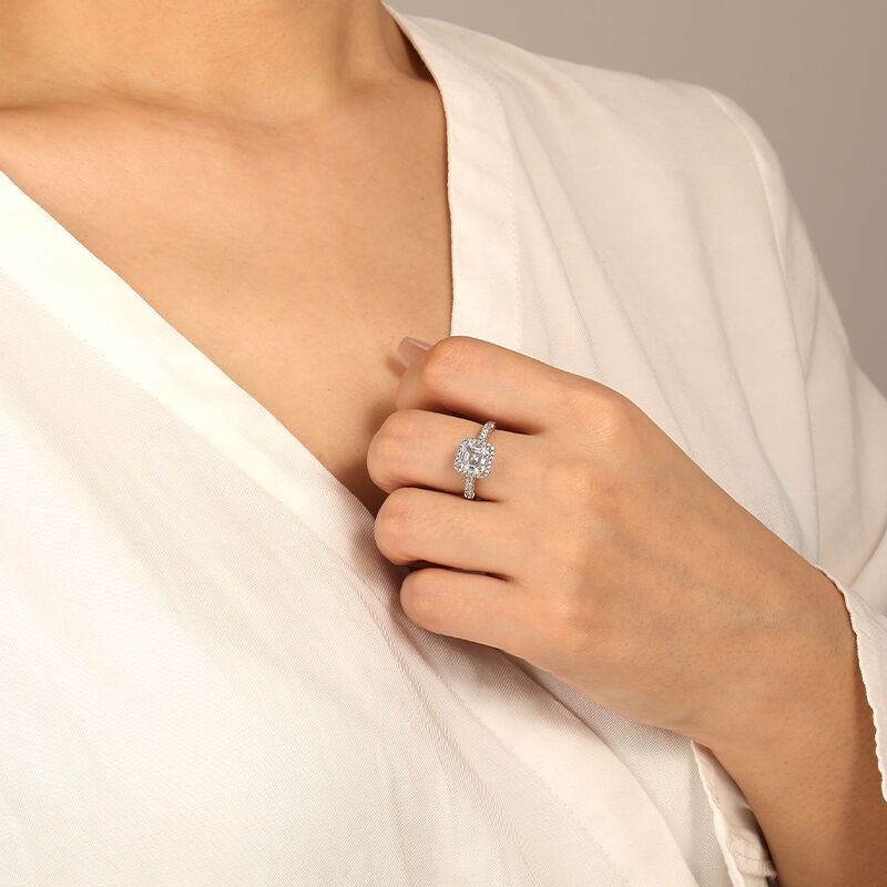 "My Precious"  Asscher Cut Halo Engagement Ring
