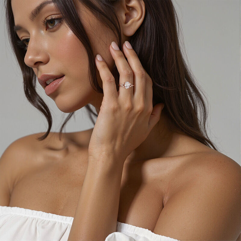 "Love Is All Around" Oval Cut Side Stone Engagement Ring
