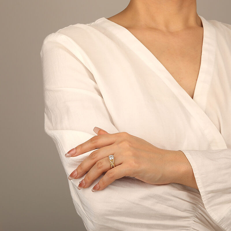 "Destined Duo" Radiant Cut Side Stone Engagement Ring