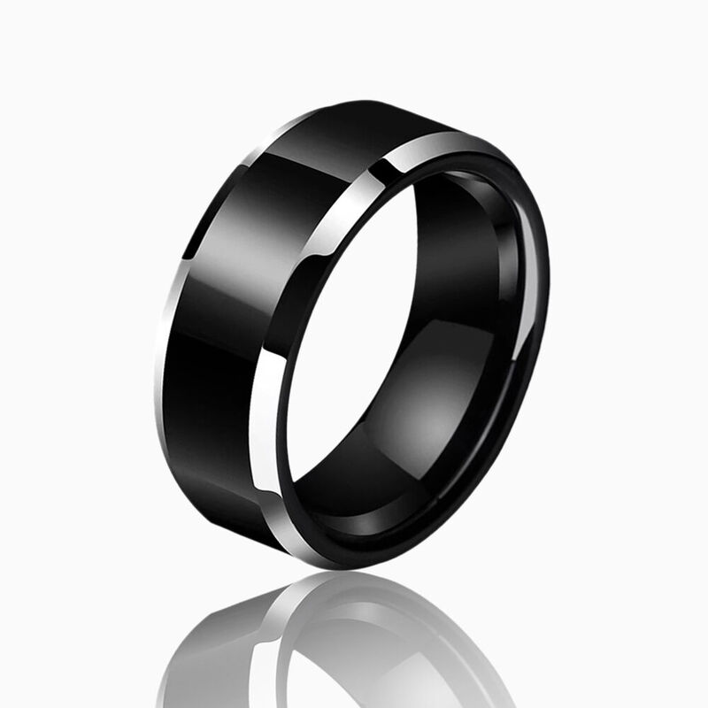 "Altern mit mir" 8mm Herren-Ehering aus Wolframkarbid