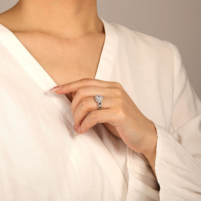 "Fluttering Heart" Heart Cut Halo Engagement Ring