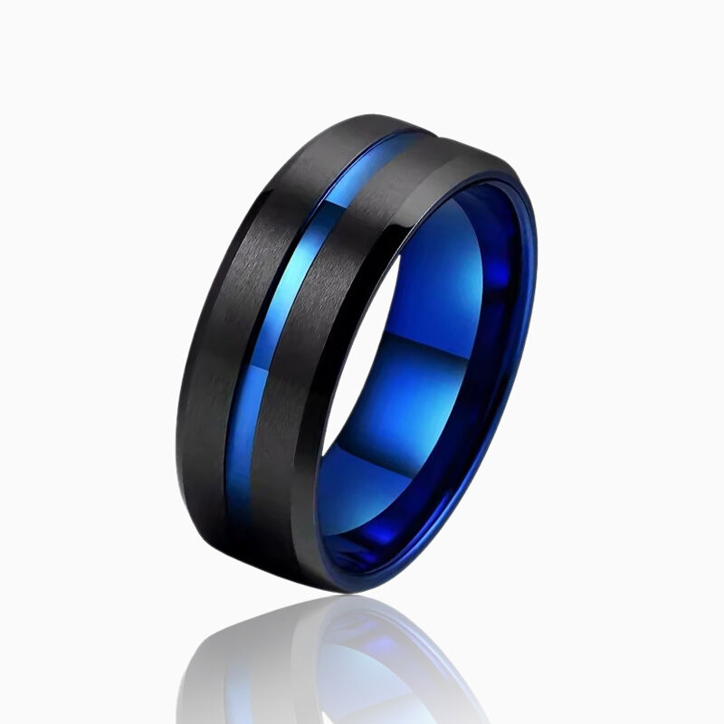 "Azurhorizont" 8mm Wolframkarbid Herren-Ehering