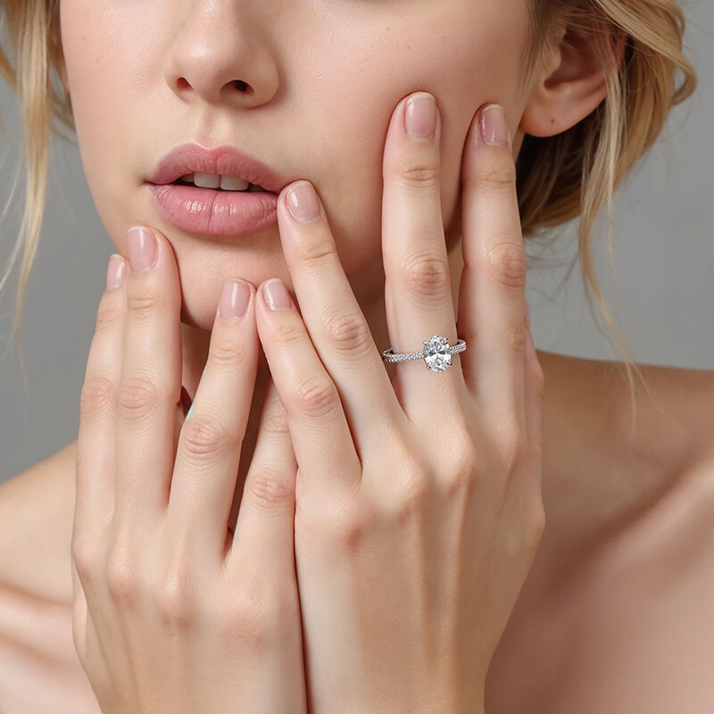 "Never Be Apart" 2ct Oval Cut Side Stone Engagement Ring