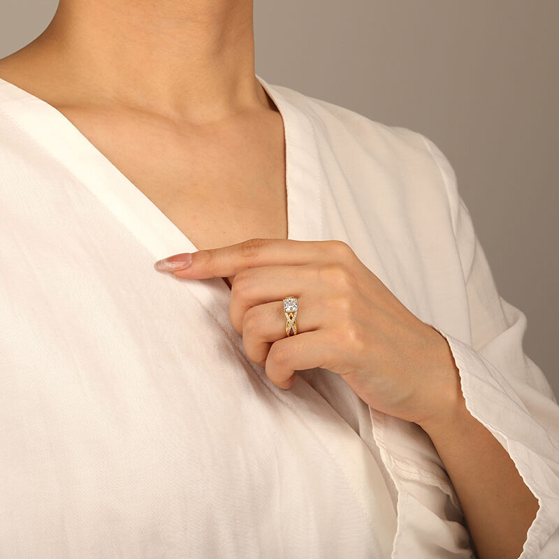 "Destined Duo" Radiant Cut Side Stone Engagement Ring
